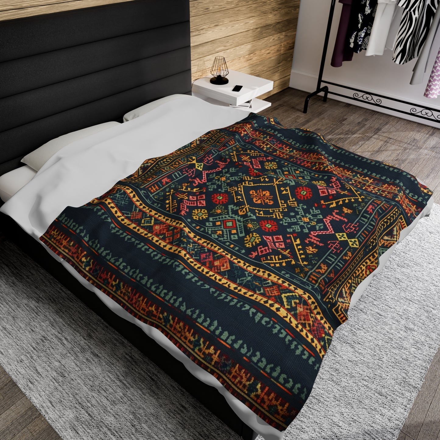 Traditional Palestinian Embroidery Velveteen Plush Blanket