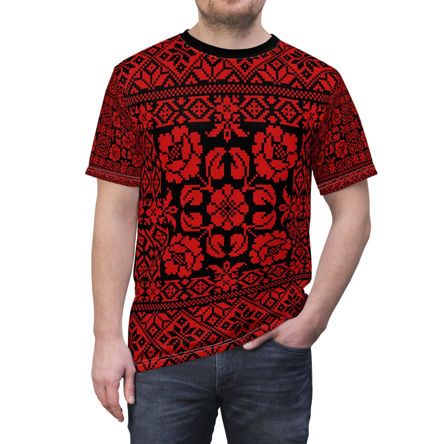 Palestinian Tatreez Unisex Cut & Sew Tee (AOP)