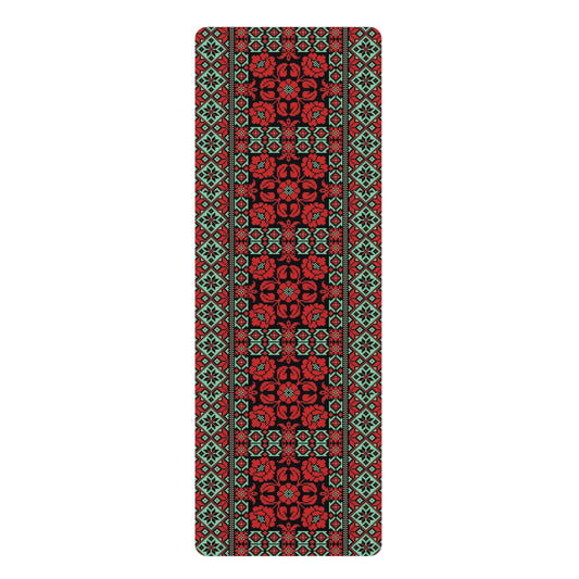 Turkish Elegance: A Floral Embroidery Journey Rubber Yoga Mat