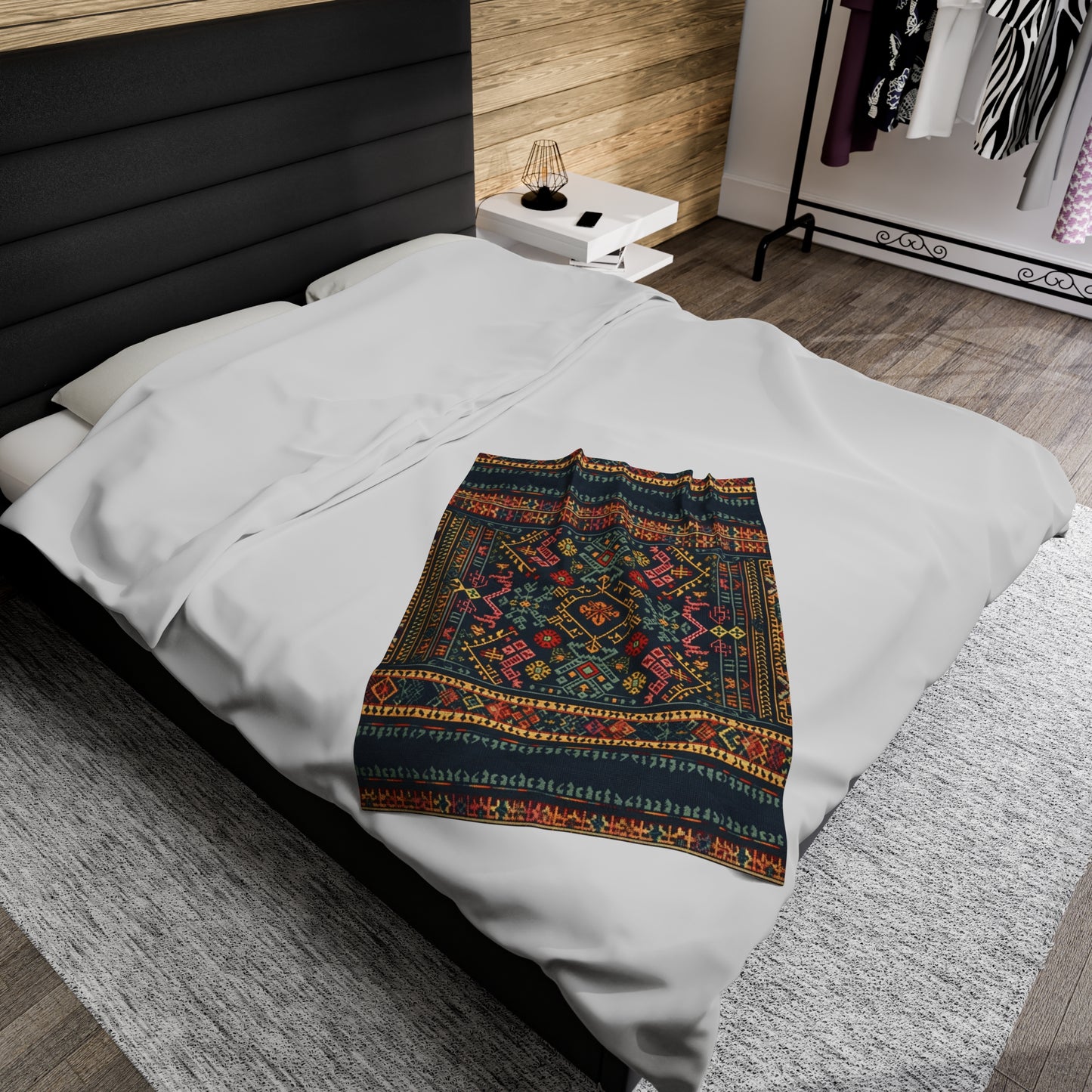 Traditional Palestinian Embroidery Velveteen Plush Blanket