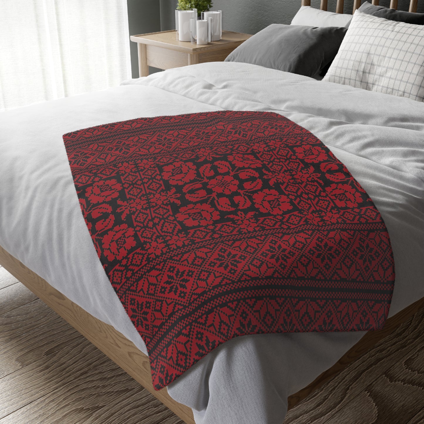 Palestinian Embroidery Microfiber Blanket (Two-sided print)