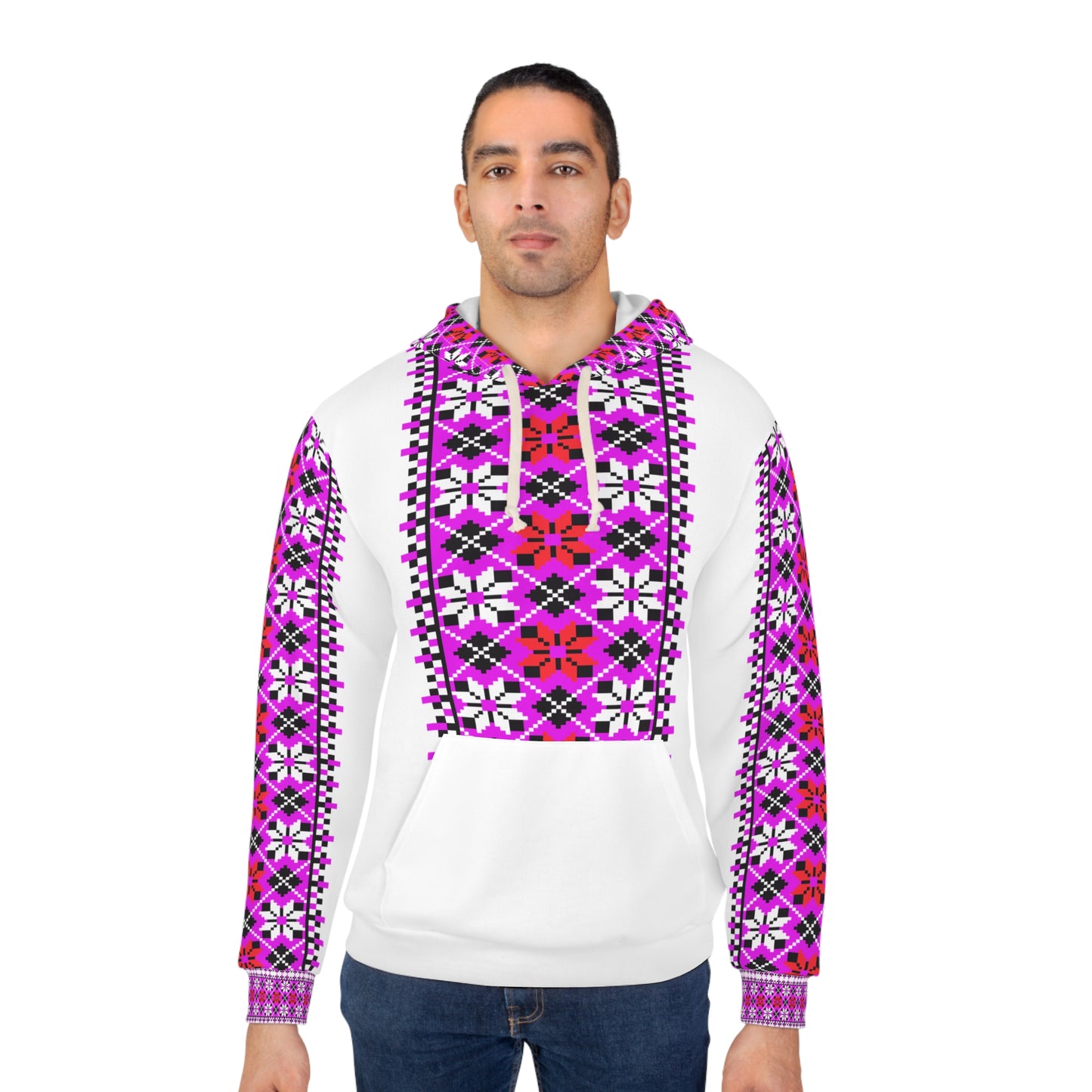 custom Tatreez Style Unisex Pullover Hoodie (AOP)