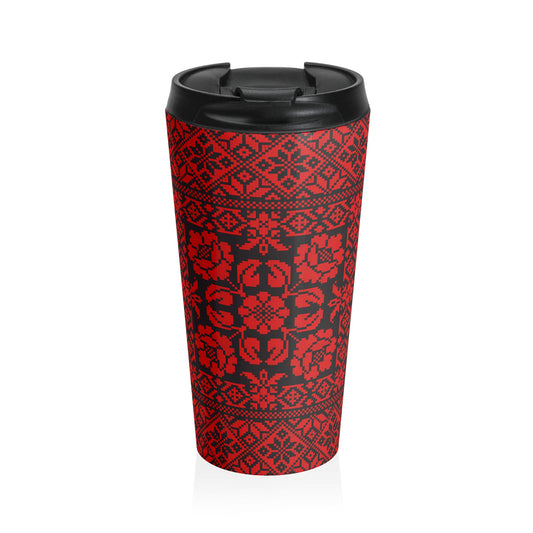 Palestinian Tatreez Embroidery Stainless Steel Travel Mug