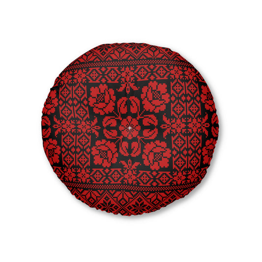 Palestinian Embroidery Tufted Floor Pillow, Round