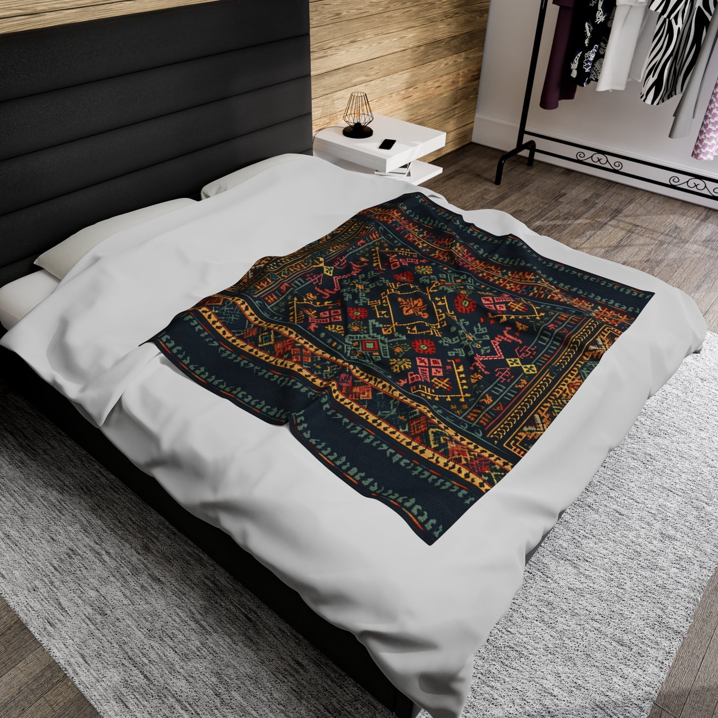 Traditional Palestinian Embroidery Velveteen Plush Blanket